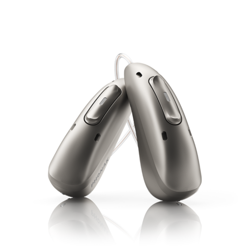 Phonak audeo infinio 形象圖 兩隻助聽器交疊 正方形尺寸