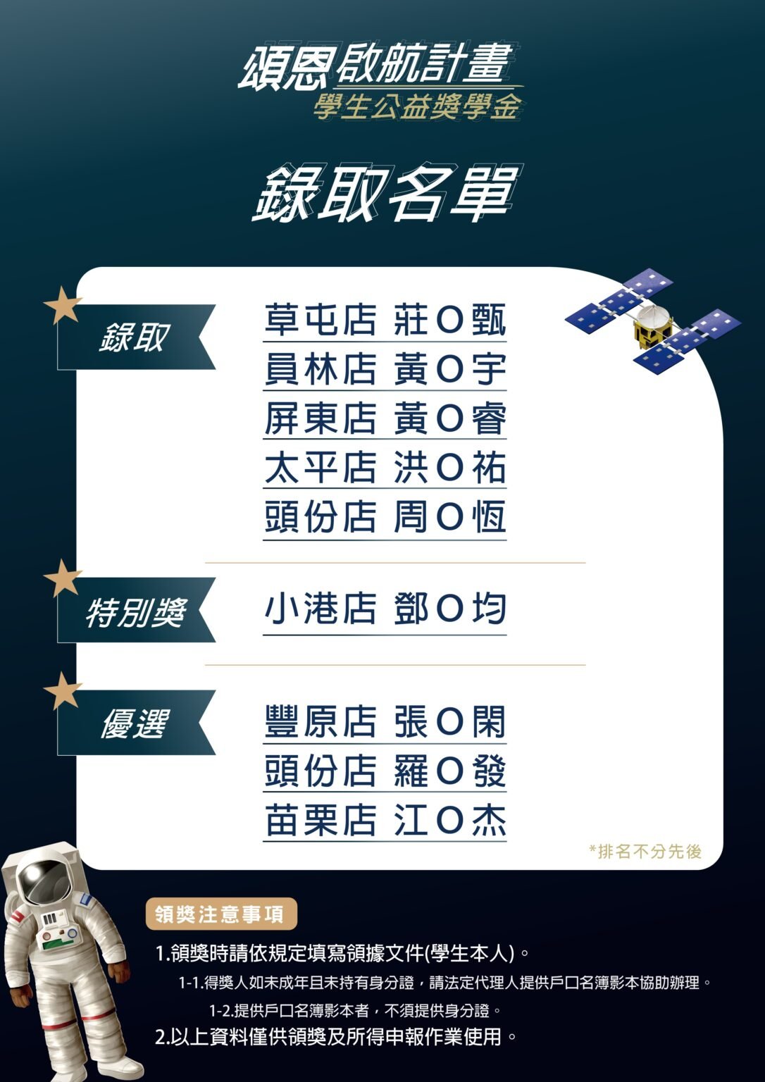 2026頌恩啟航計畫-錄取名單-